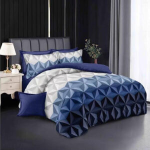 100% cotton 6 pieces king size bed set - blue and white stars